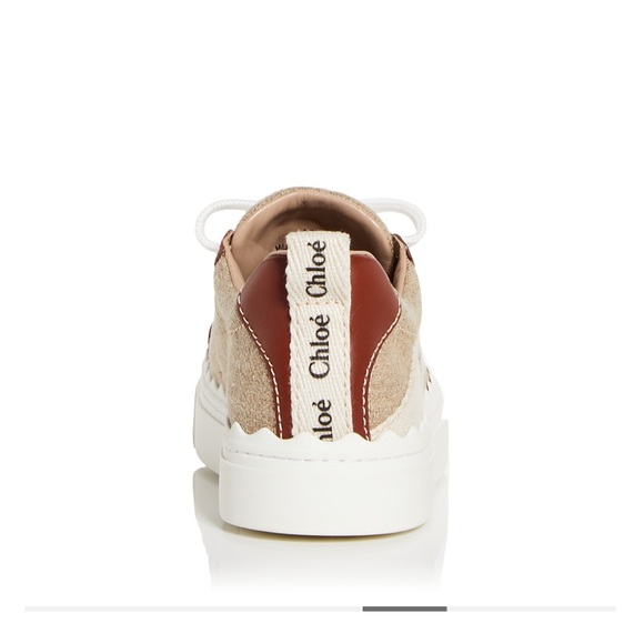 CHLOÉ Women's Lauren Logo Platform Sneakers in Beige Fabric/Brown US 9 /… - Picture 4 of 11